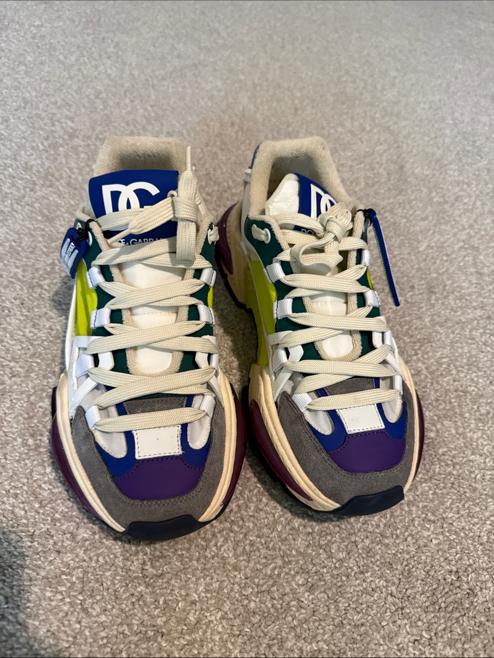 Dolce & Gabbana Purple, Navy & Neon Yellow Chunky Sneakers